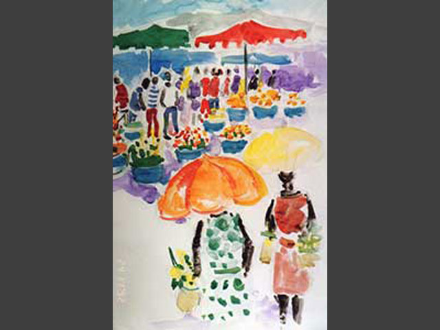 29-I44_Marché de la Rivière des Pluies 1_La Réunion 1992_Gouache 21x29